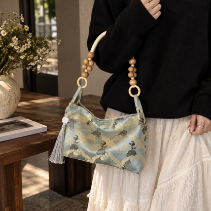 Crane print shoulder bag - Powder Blue view 7