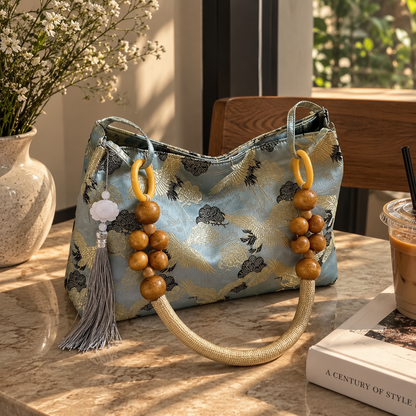 Crane print shoulder bag - Powder Blue view 10