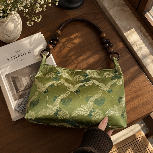 Crane print shoulder bag - Green view 3